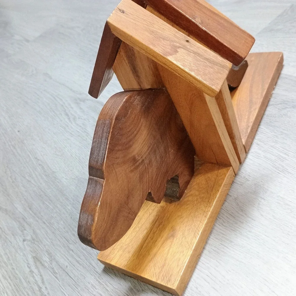 Homemade Handmade Wooden Weiner Dog Dachshund Bookends Book Reading Dog - Picture 2 of 7